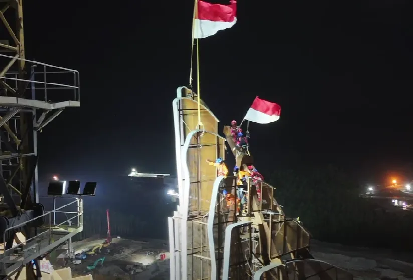 Pemasangan Bilah Terakhir Garuda Kantor Presiden di Kawasan Inti Pusat Pemerintah IKN Sudah Selesai