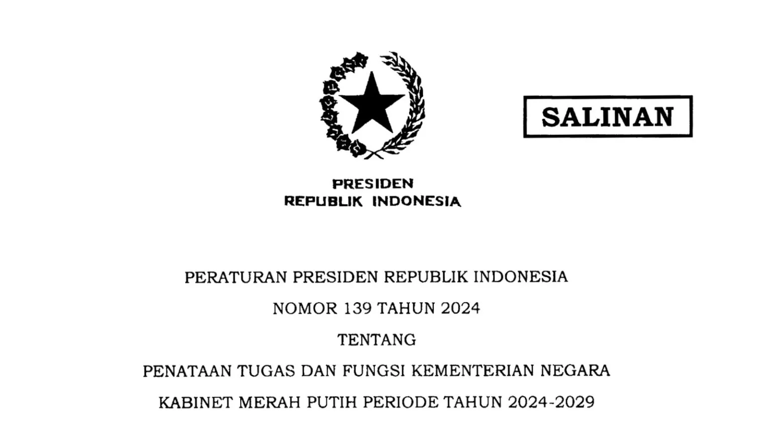 Prabowo Teken Perpres tentang Kabinet Merah Putih, Sekretariat Kabinet Dibubarkan